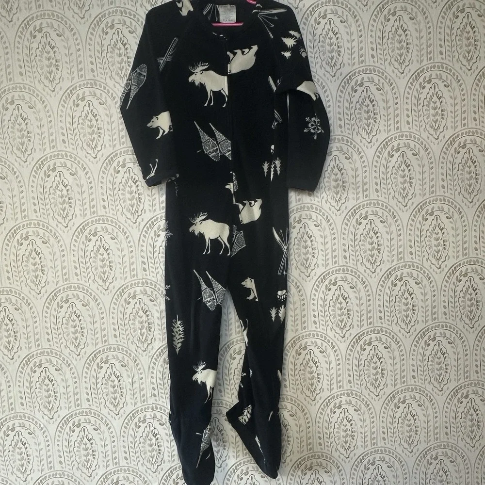 Lands End Boys Size 4‎ Sleeper Long Sleeve Footed Moose Trees Warm Cozy